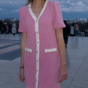 Pink button down dress